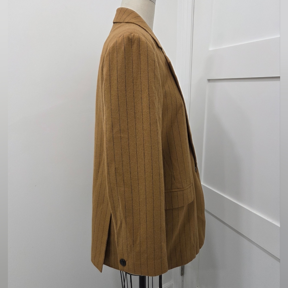 Madewell Oversized Blazer in Pinstripe Fallen Timber Padded Shoulders Size 6 - Picture 4 of 16
